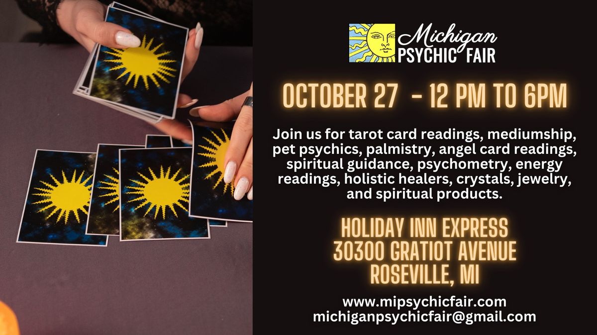 Michigan Psychic Fair October 27, 2024, Roseville, MI