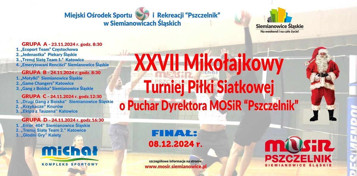 XXVII Miko\u0142ajkowy Turniej Pi\u0142ki Siatkowej o Puchar Dyrektora MOSiR "Pszczelnik"