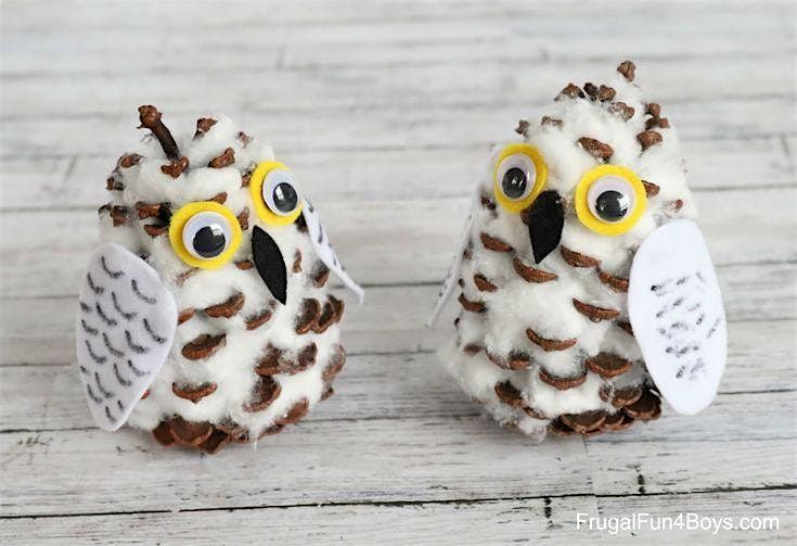 Snowy Owl Pinecone Craft