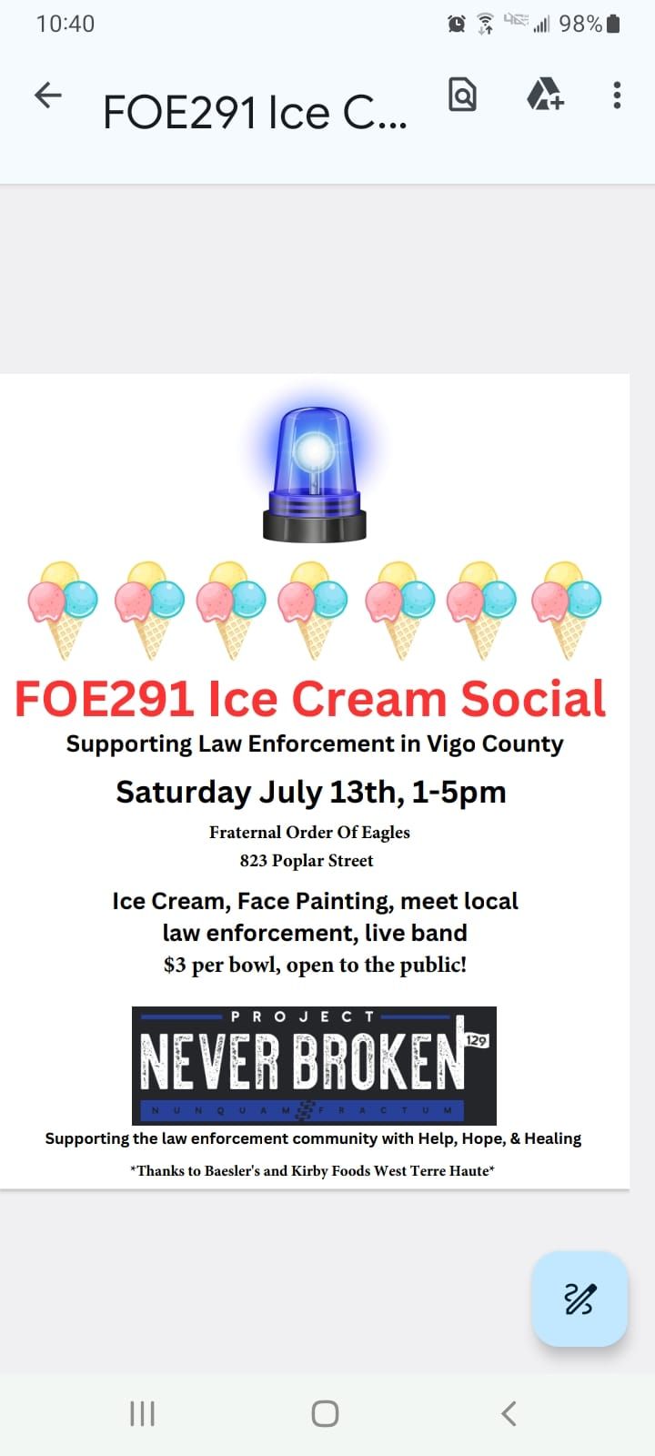FOE Ice Cream Social