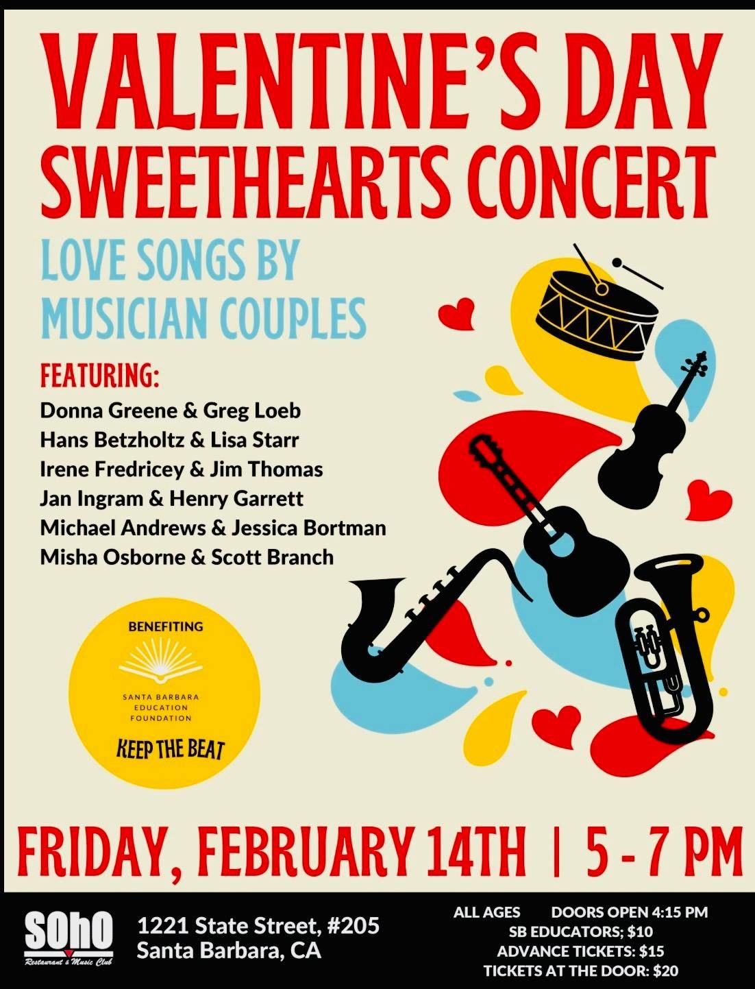 Valentine's Day SWEETHEARTS DINNER\/CONCERT 5pm-7pm