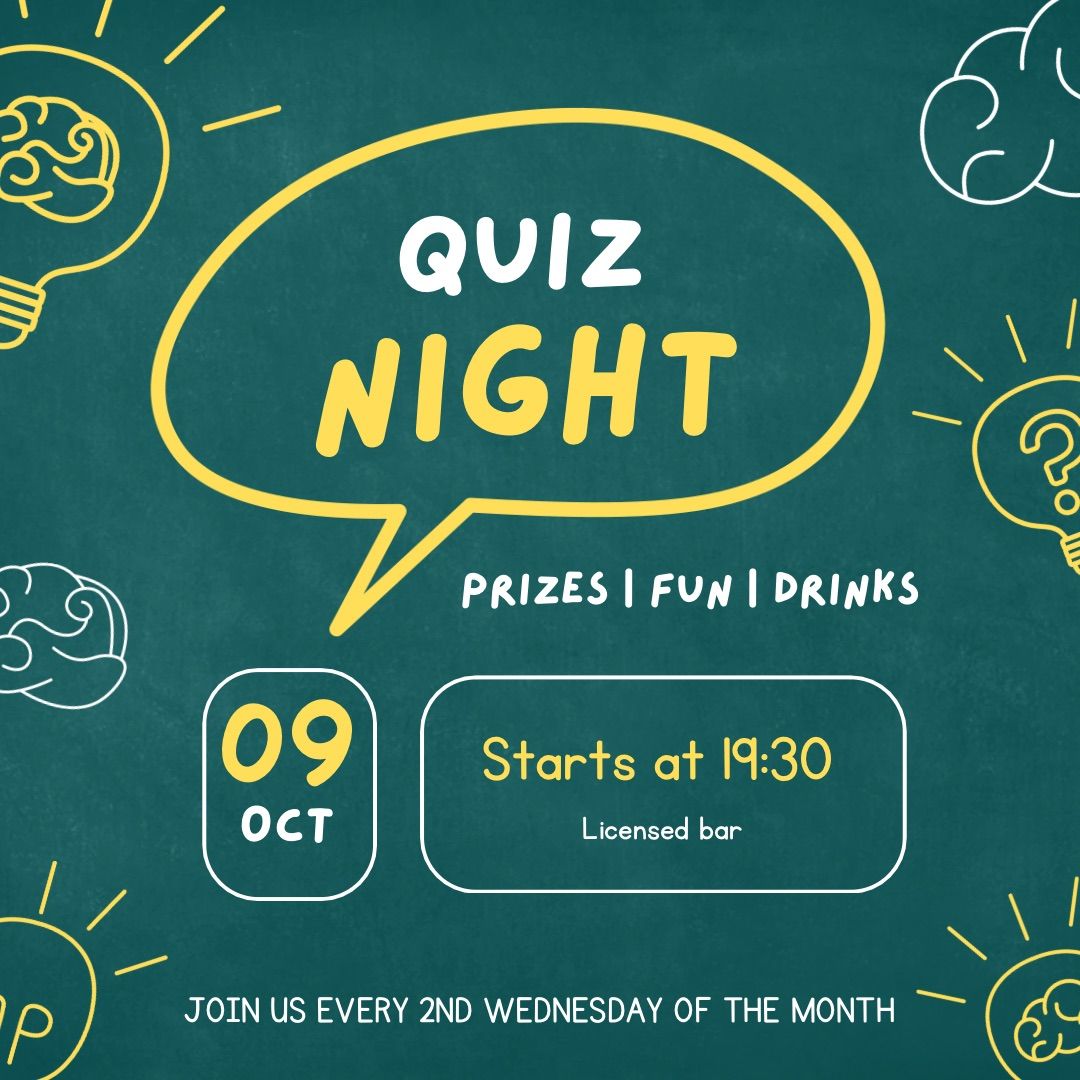 Monthly Quiz Night- With licensed bar