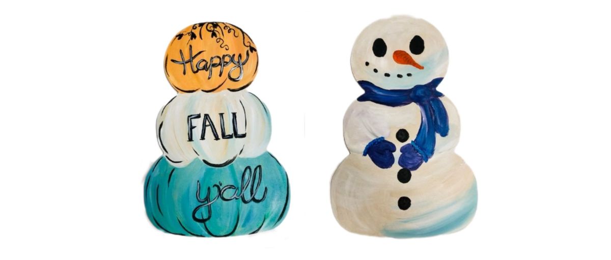 Pumpkin and Snowman | Two Sided Cutout | Paint Party | Cadillac|