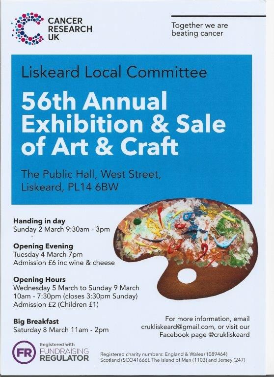 CRUK Liskeard Exhibition & Sale of Art & Craft 