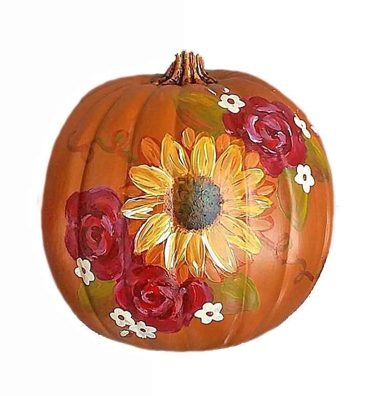 Autumn Rose Pumpkin-Paint Party on Pumpkin