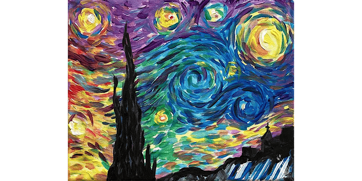Glittering Nebulas Over a Rainbow Starry Sky - Paint and Sip in Denver | Classpop!\u2122