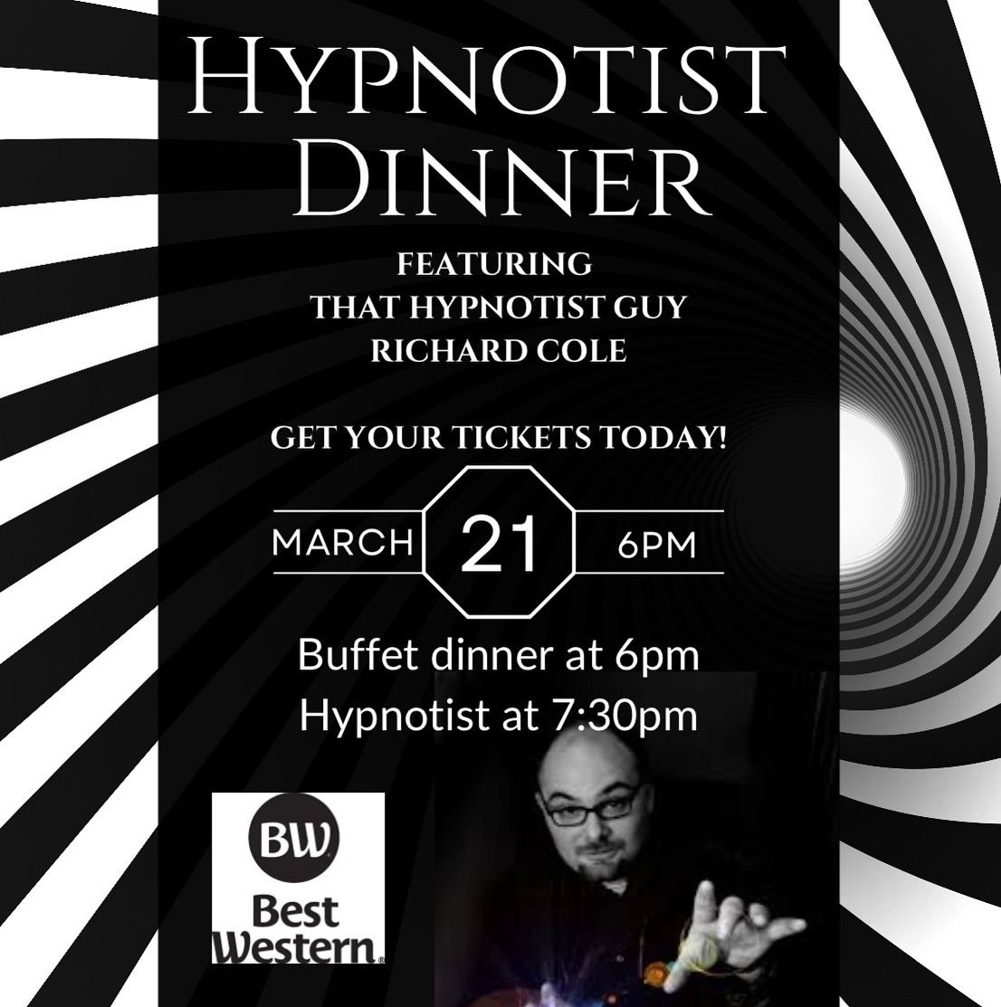 Buffet dinner and hypnotist show 