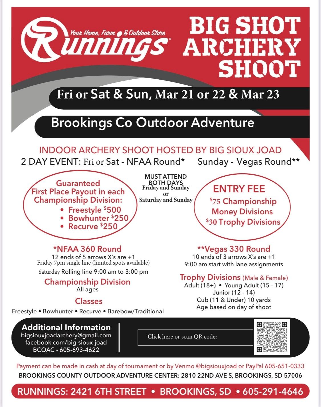 Runnings Big Shot Indoor Archery Shoot