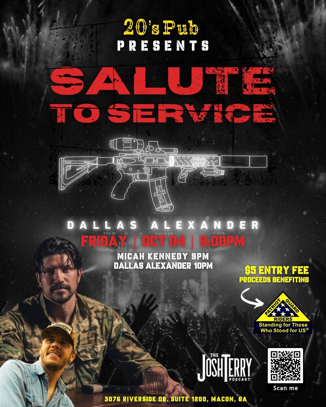 \ud83e\udee1 Salute to Service with special guest Dallas Alexander live at 20\u2019s Pub