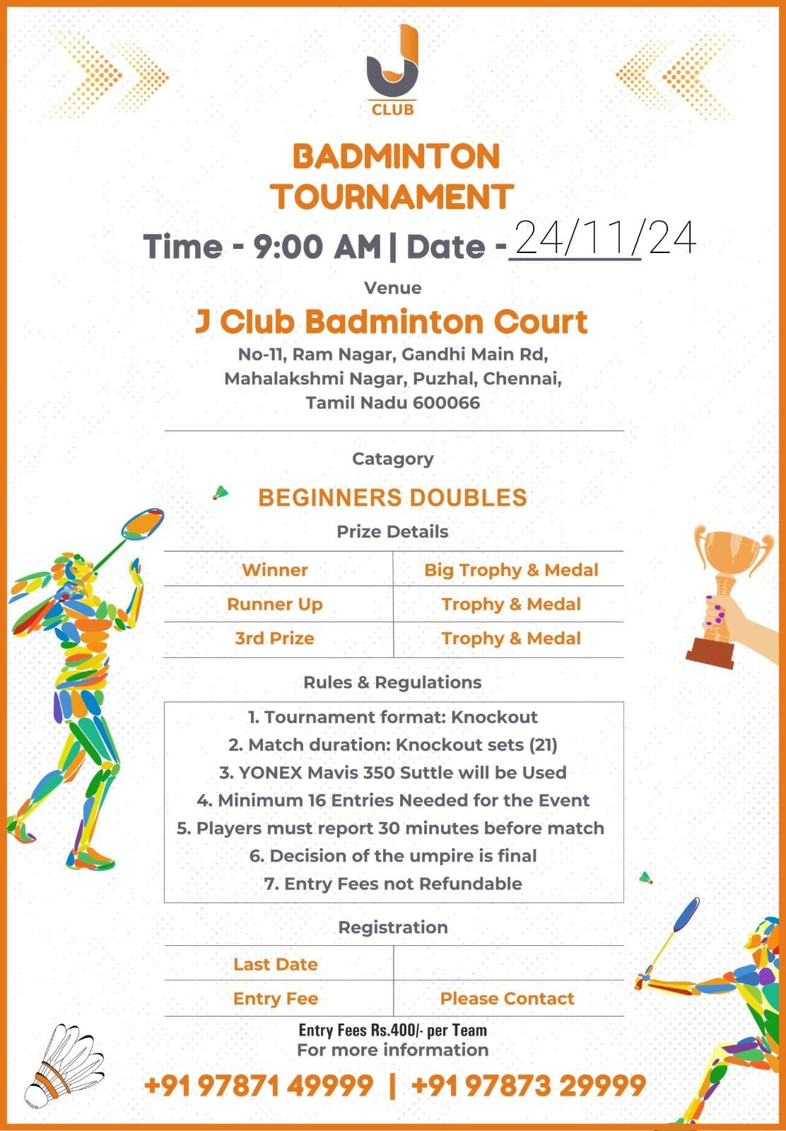 J Club Badminton Men's Doubles Tournament