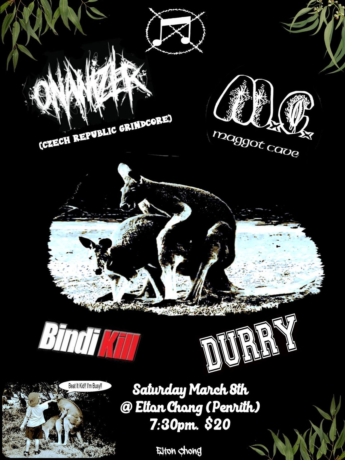 Onanizer (Czech Republic) w\/ Maggot Cave, Durry & Bindi K*ll