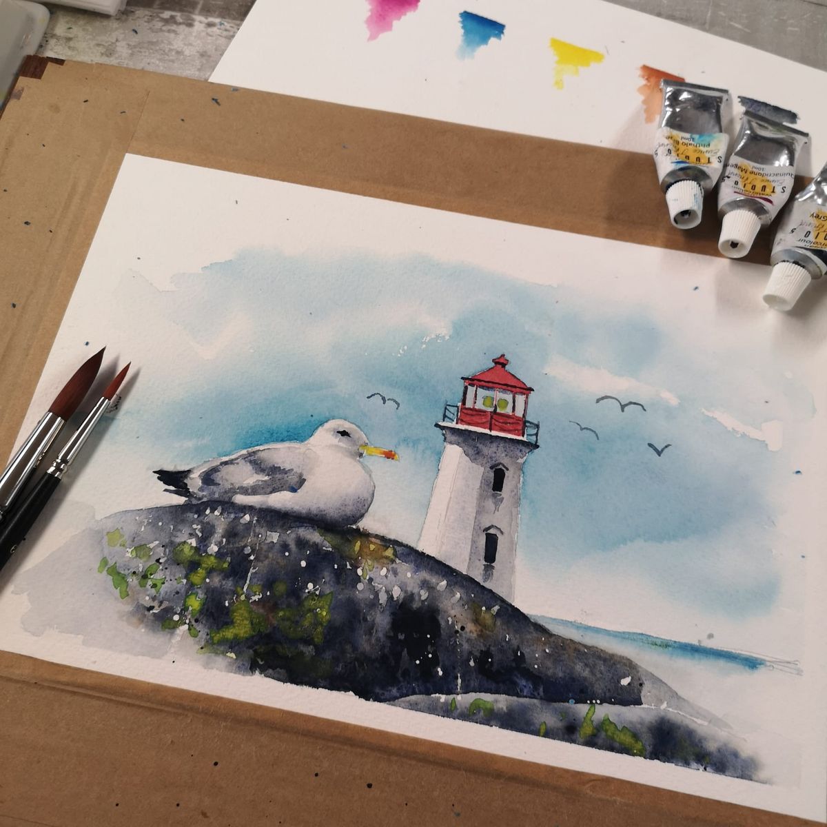 Watercolour Seagull & Lighthouse Workshop with Eunice Friend 