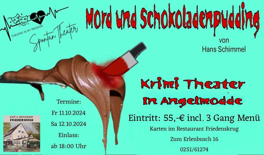 Krimi Theater "Mord und Schokoladenpudding" mit 3-G\u00e4nge-Men\u00fc