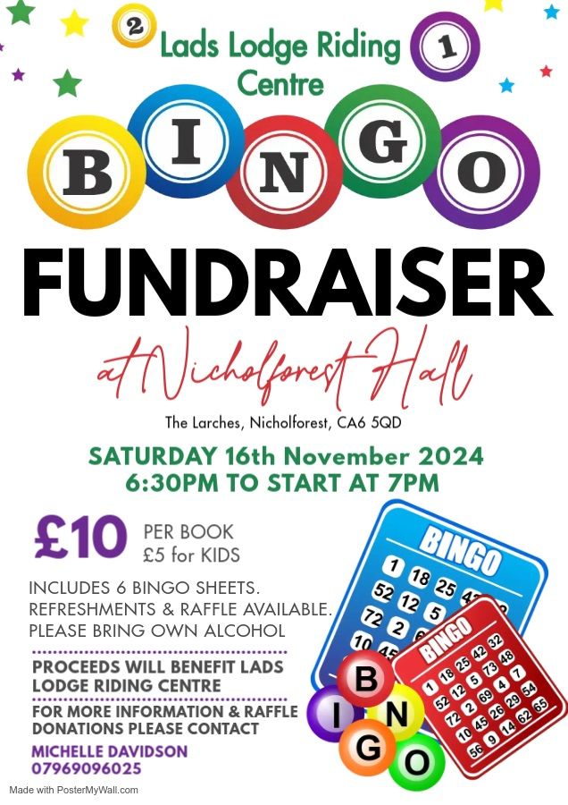 Lads Lodge Riding Centre Bingo Fund Raiser Night\ud83e\udd29