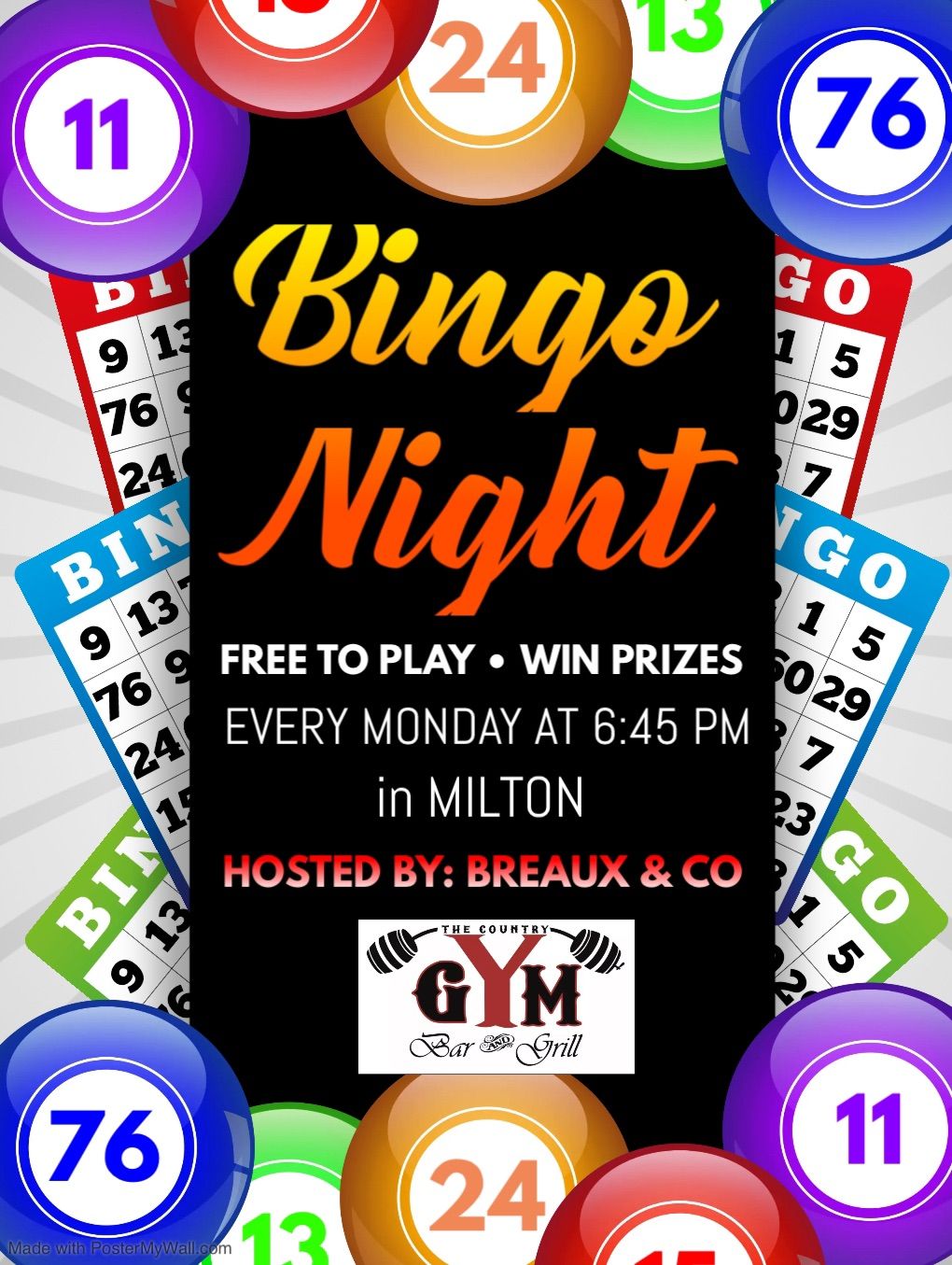 Bingo Night at The Country Gym in Milton