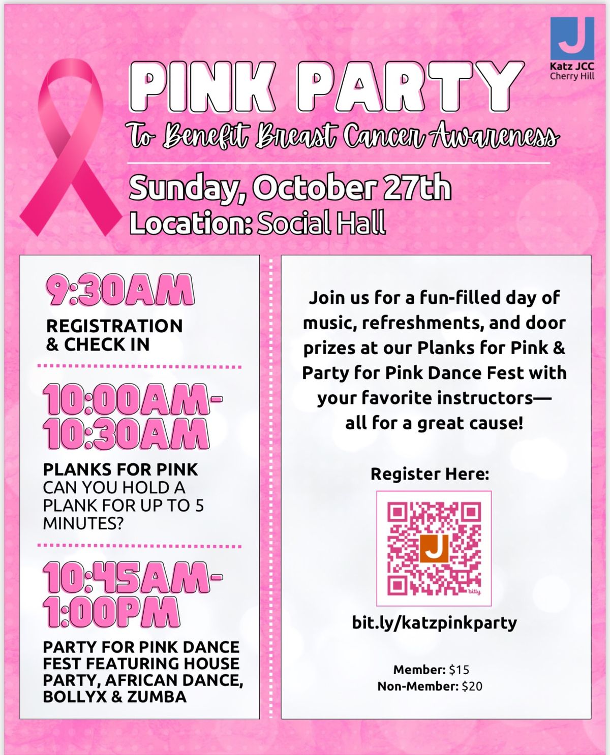 Pink Party at Katz JCC, benefiting Breast Cancer Awareness.