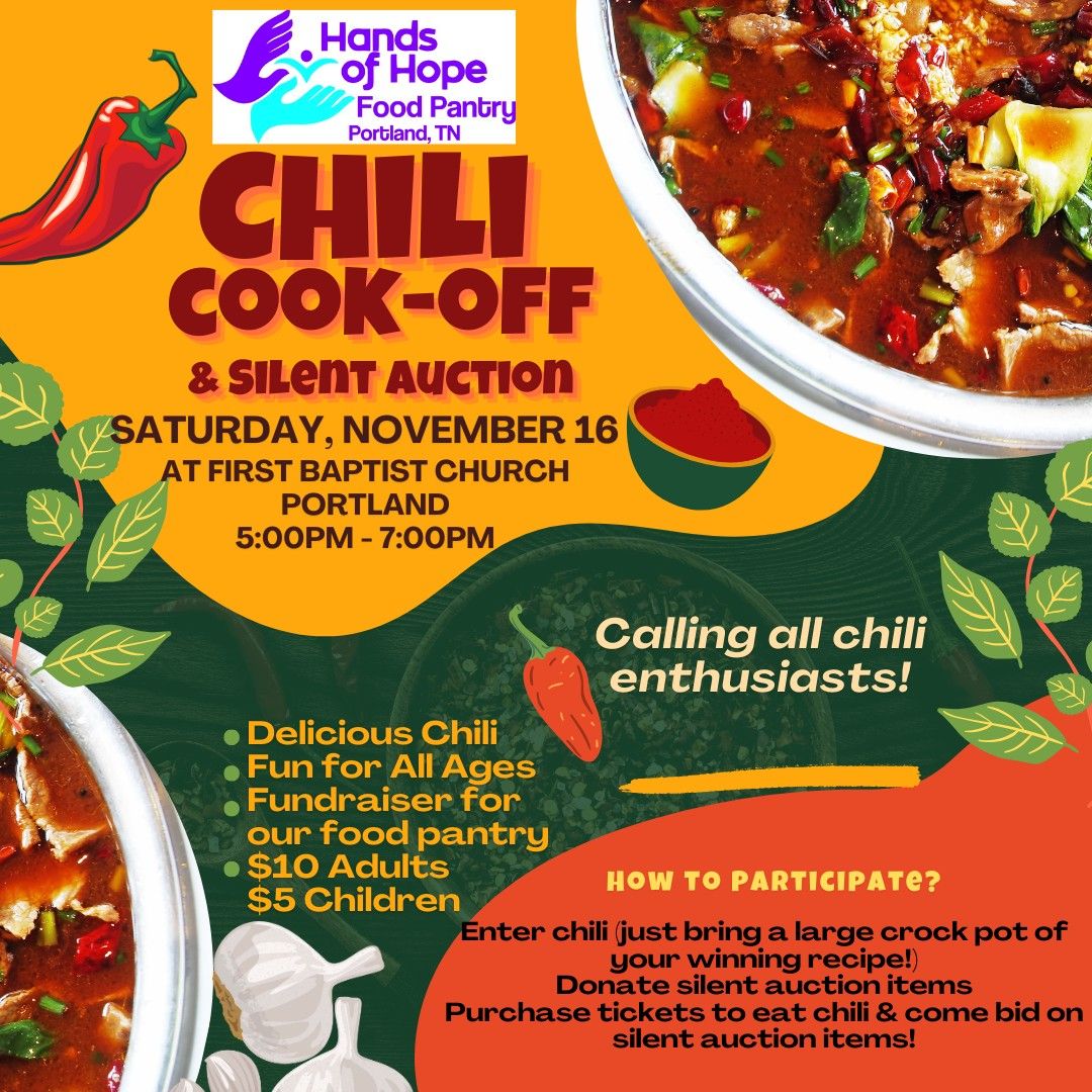 Chili Cook Off & Silent Auction to Benefit Hands of Hope Food Pantry