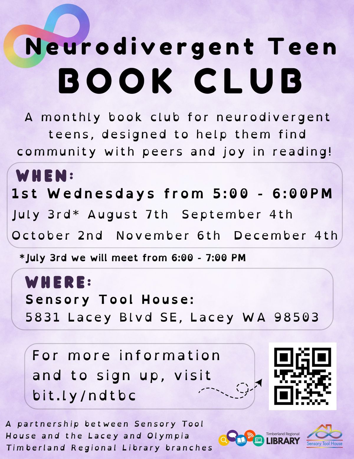 Neurodivergent Teen Book Club at Sensory Tool House