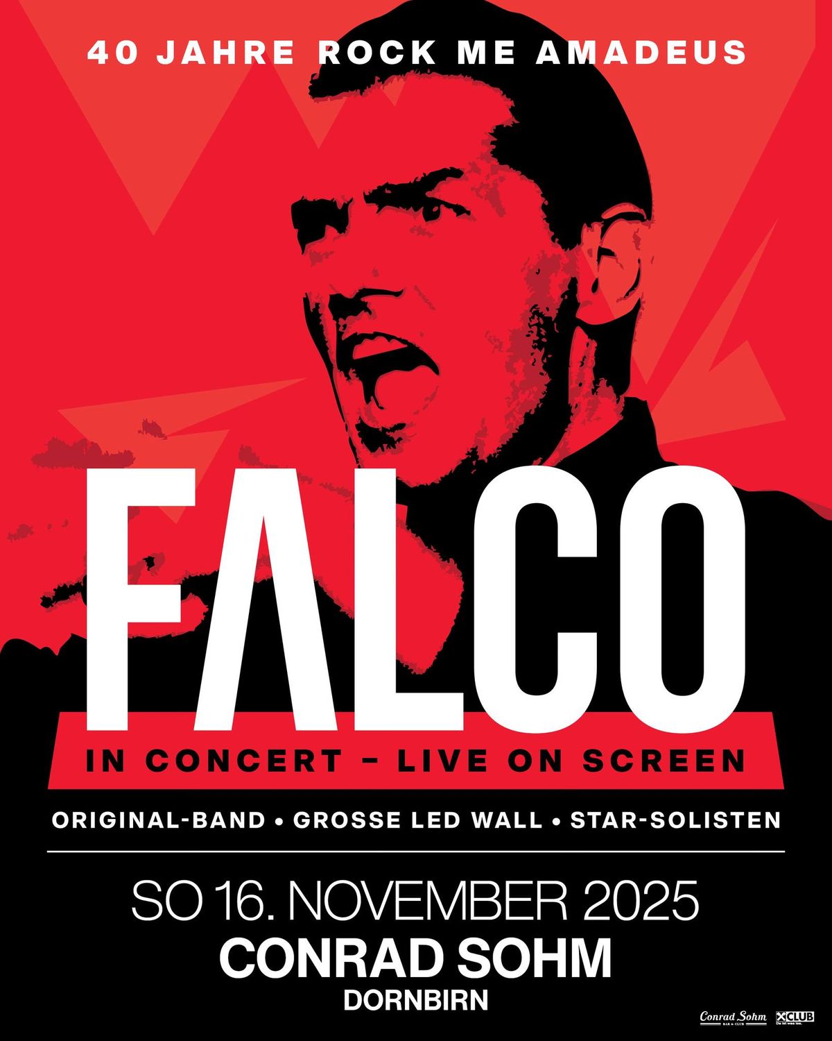 FALCO in Concert \u2022 40 Jahre Rock Me Amadeus \u2022 Sonntag, 16. November 2025 \u2022 Conrad Sohm Dornbirn