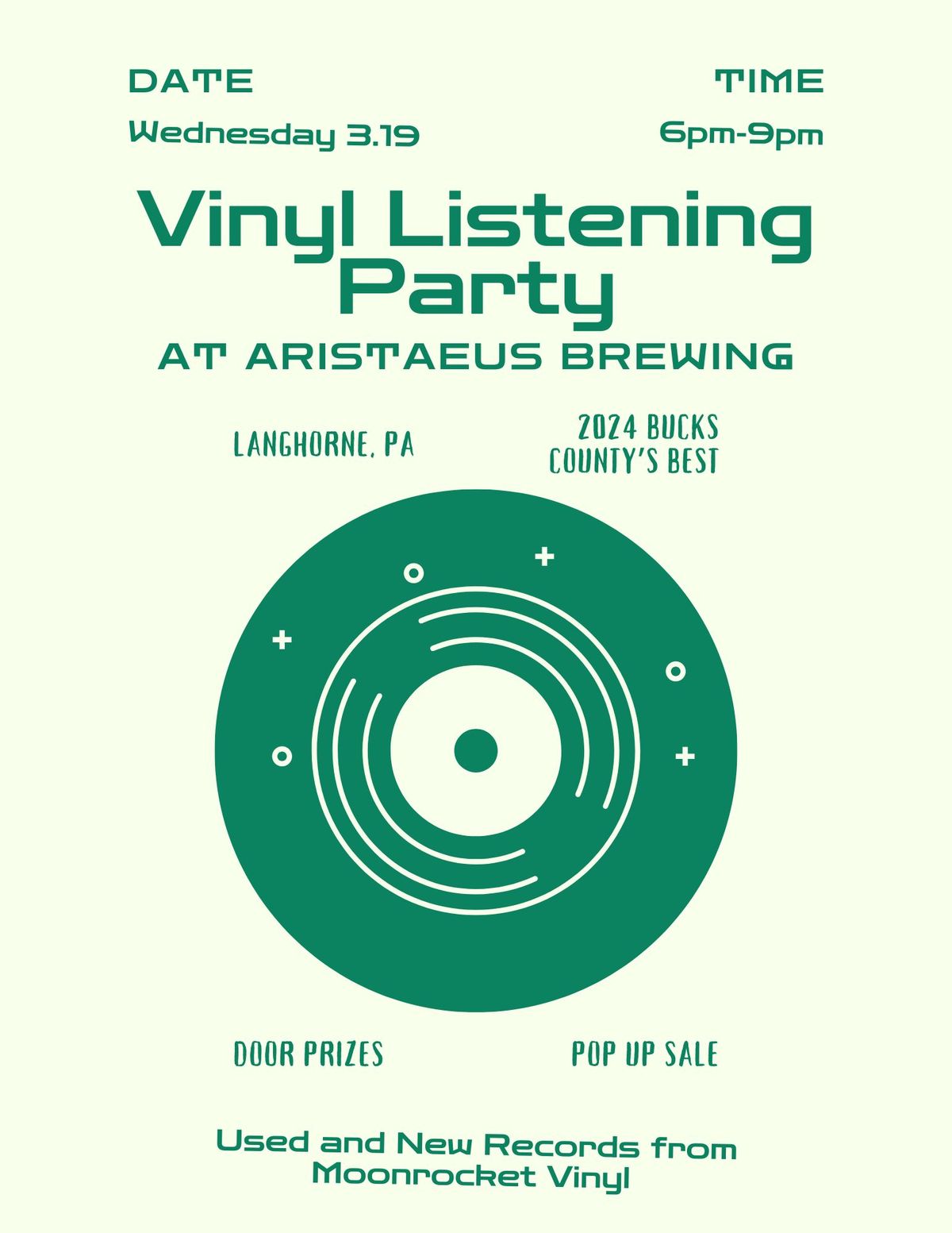 Vinyl Listening Party at Aristaeus Brewing! 