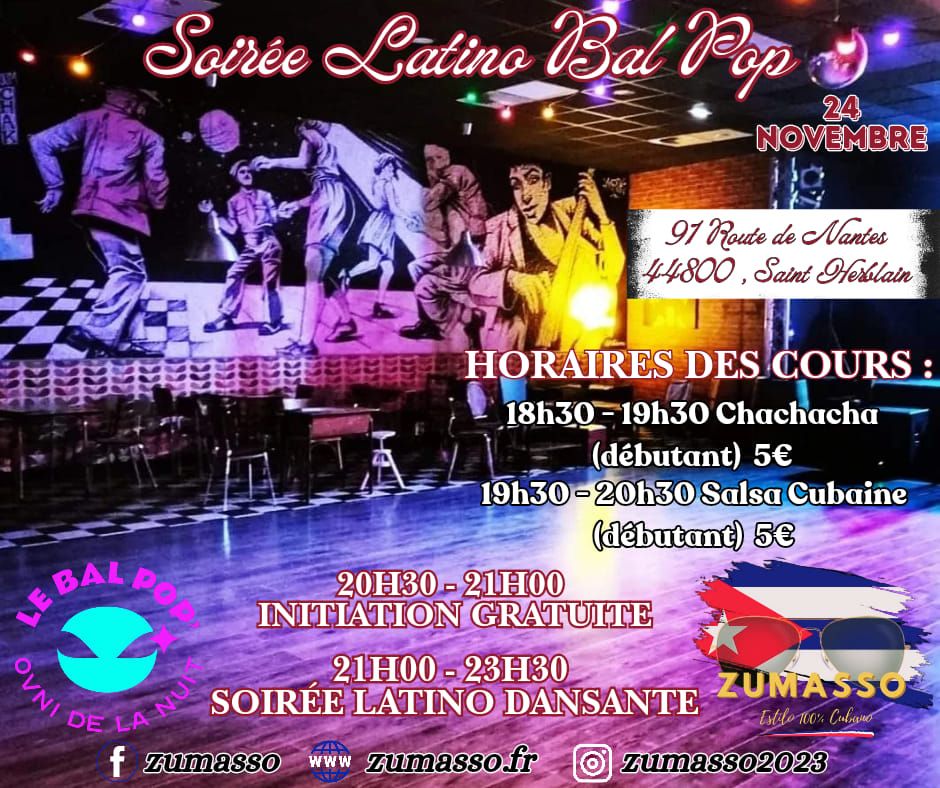 COURS + INITIATION + SOIR\u00c9E LATINO au Bal Pop'