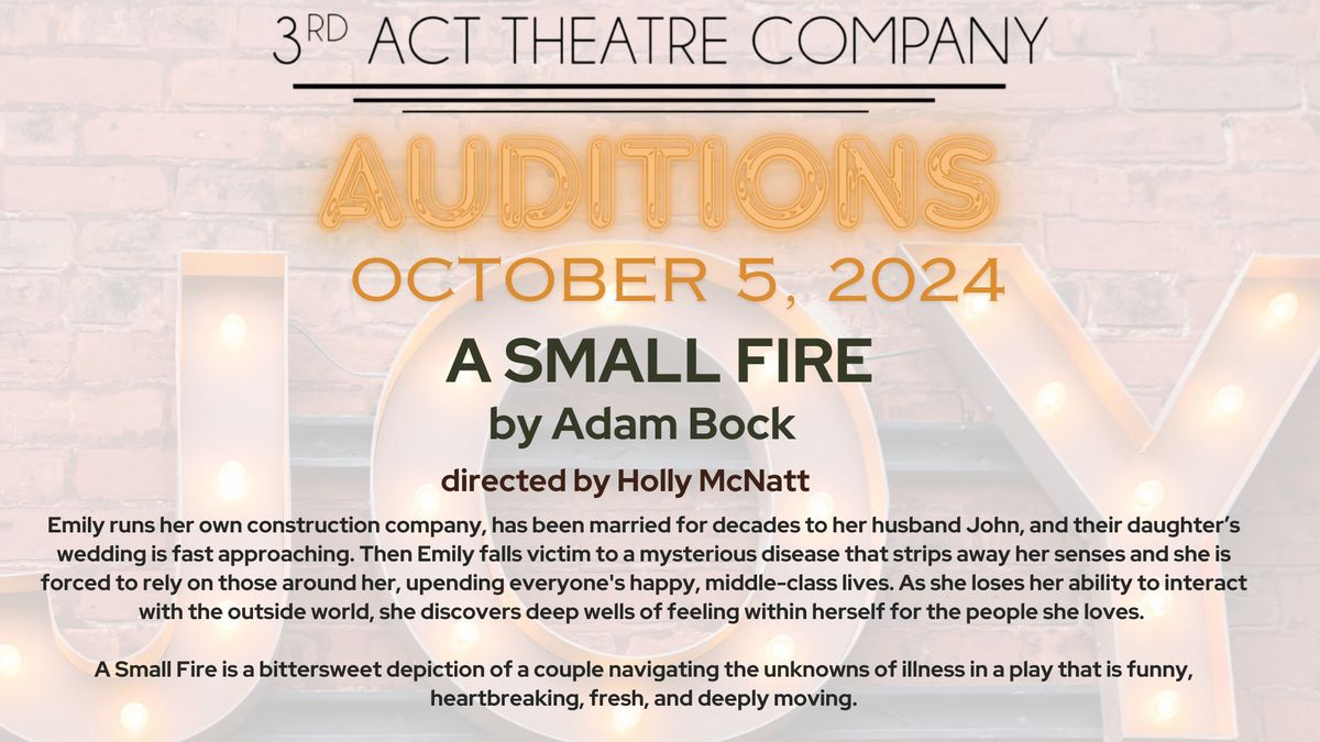 AUDITIONS:  A Small Fire