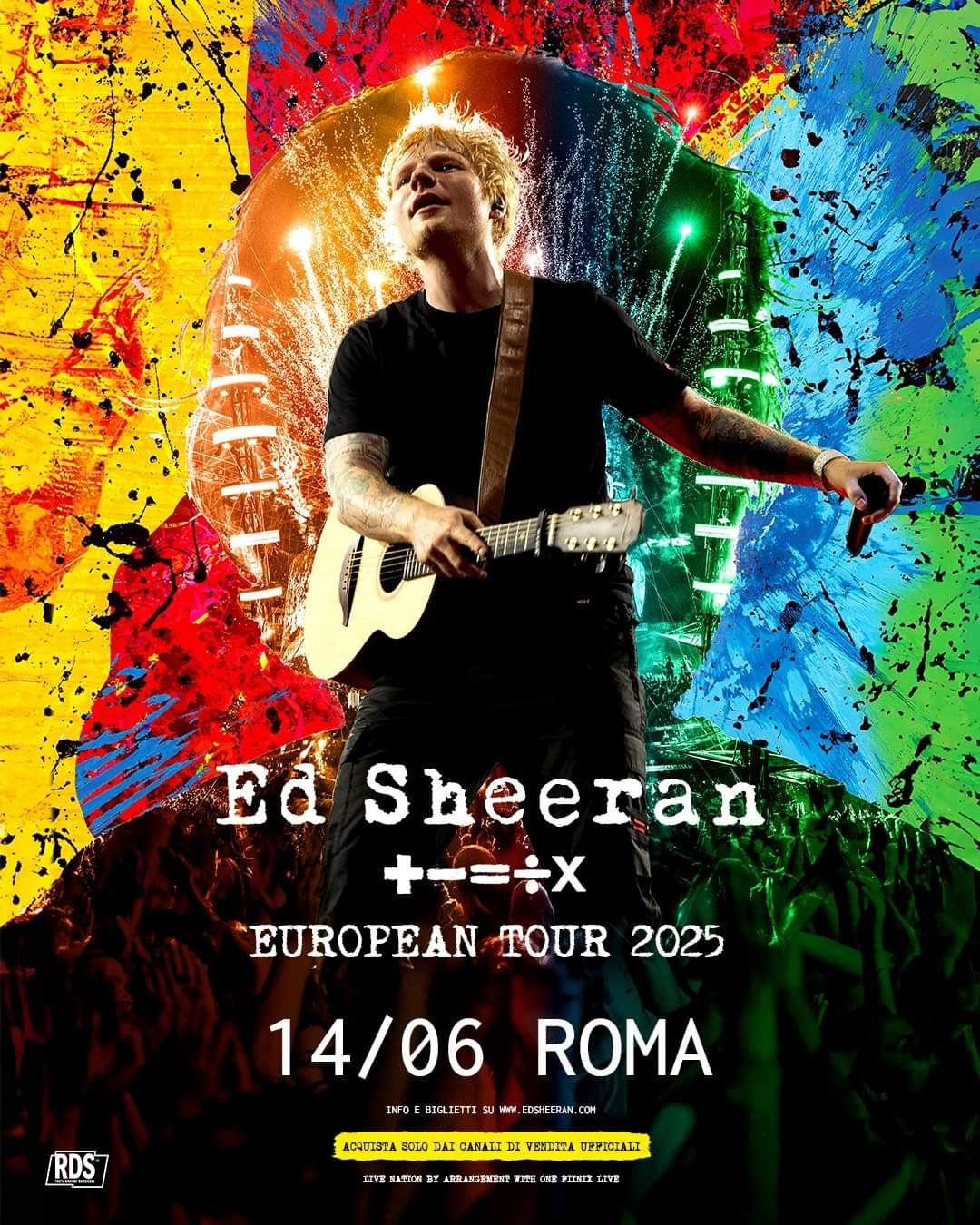 Ed Sheeran live a Roma il 14 giugno