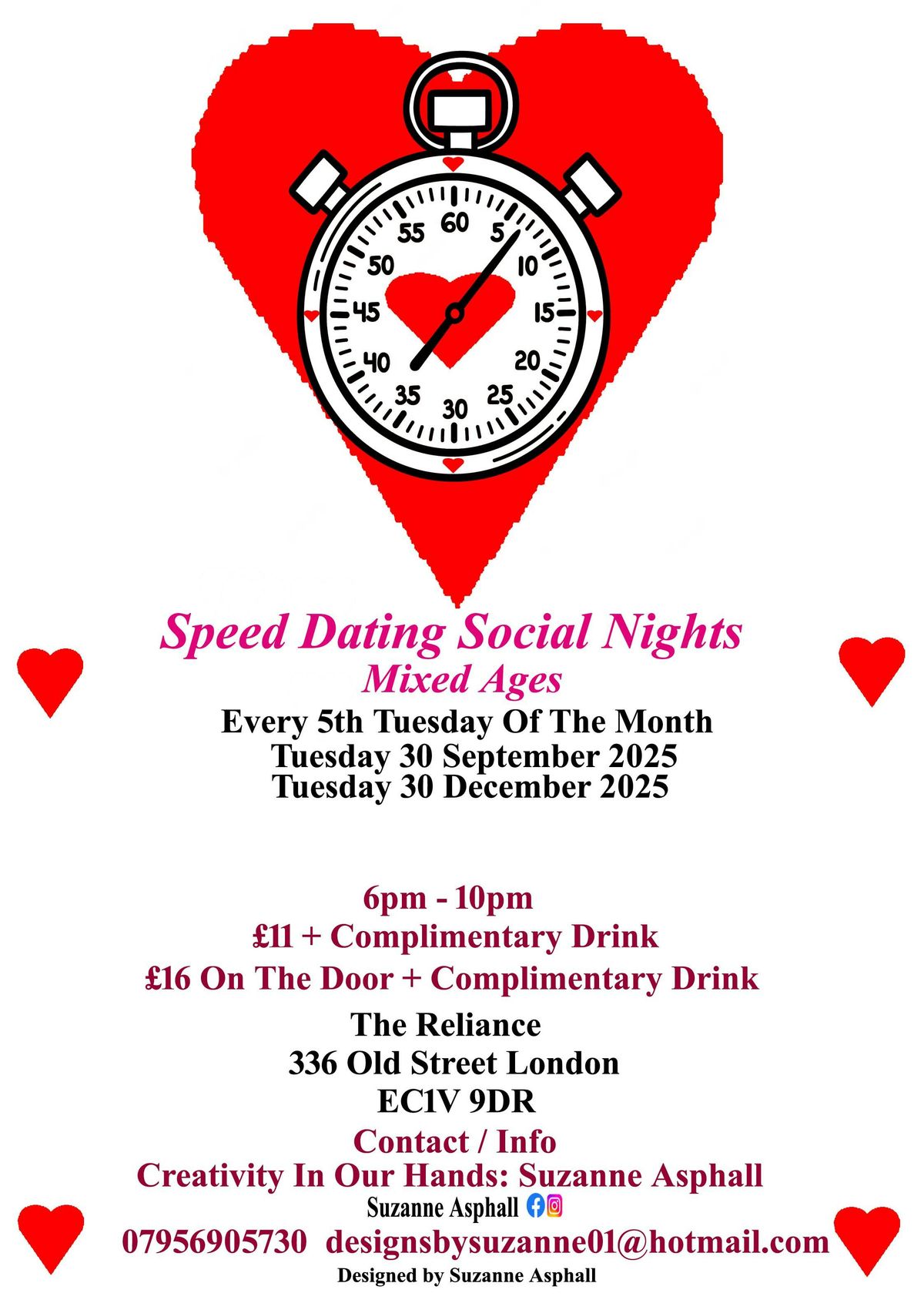 Speed Dating Social Nights. Mixed ages.  Tuesdays