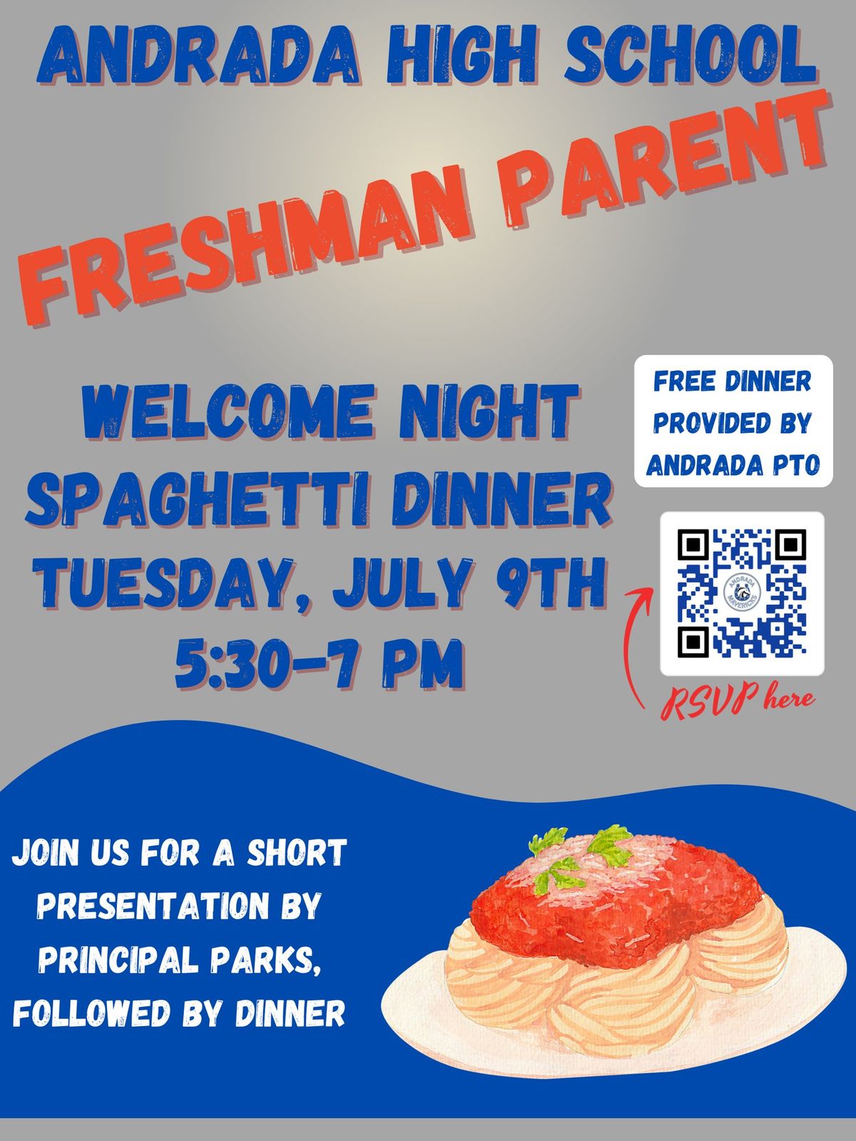 Freshman Parent Welcome Night & Spaghetti Dinner!