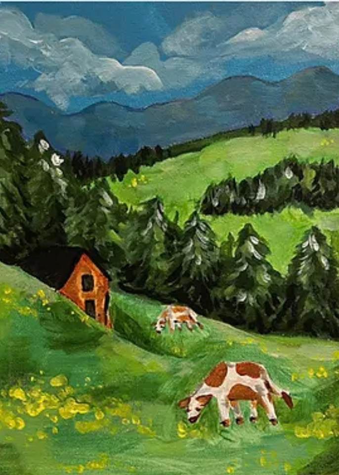 Grazing Cows Acrylic Paint Class