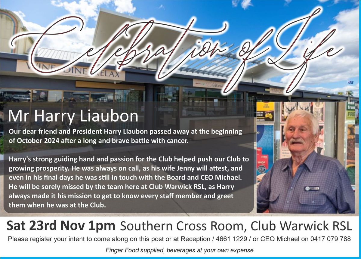 Celebration of Life Harry Liaubon