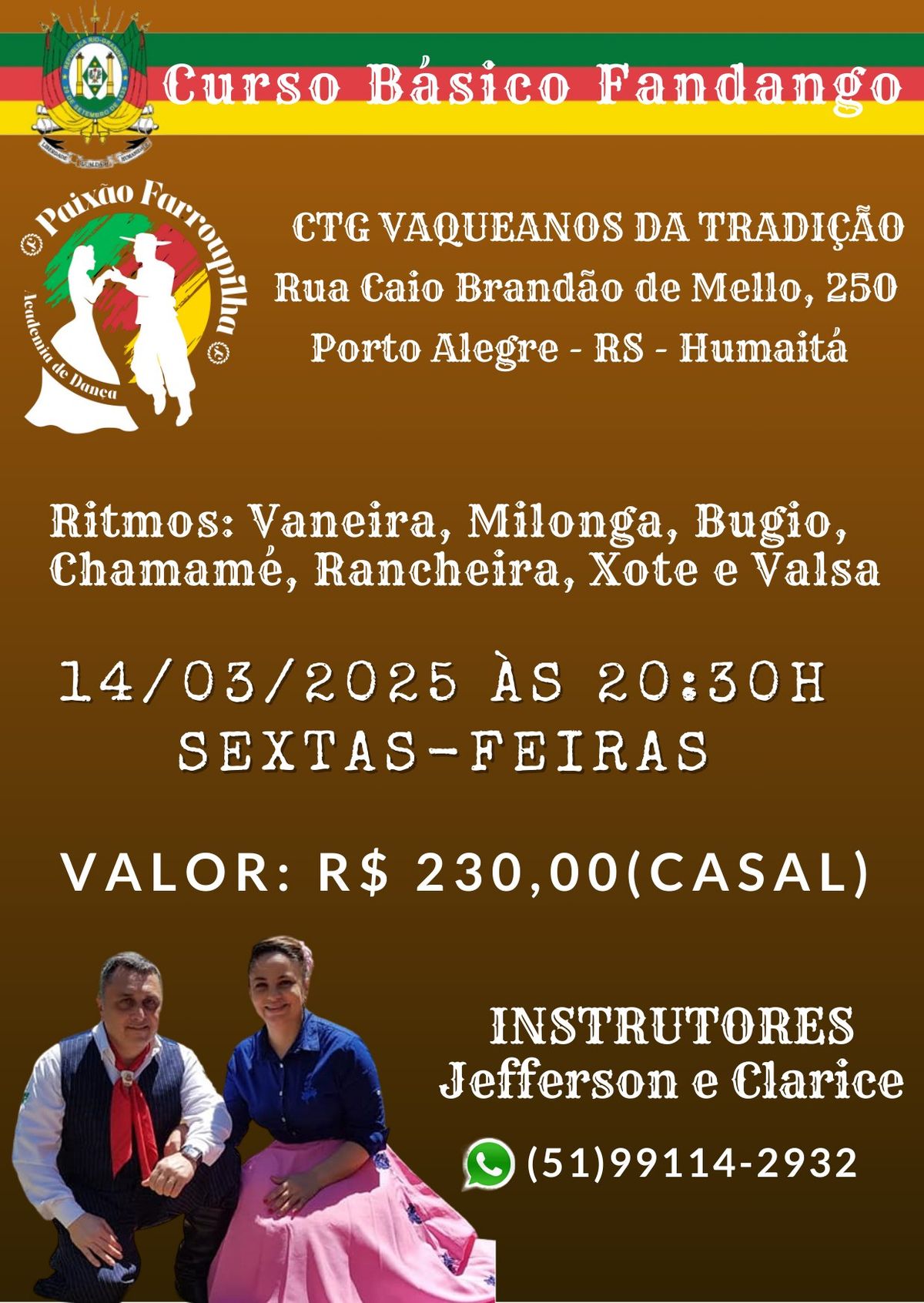 Curso b\u00e1sico fandango no CTG Vaqueanos da Tradi\u00e7\u00e3o