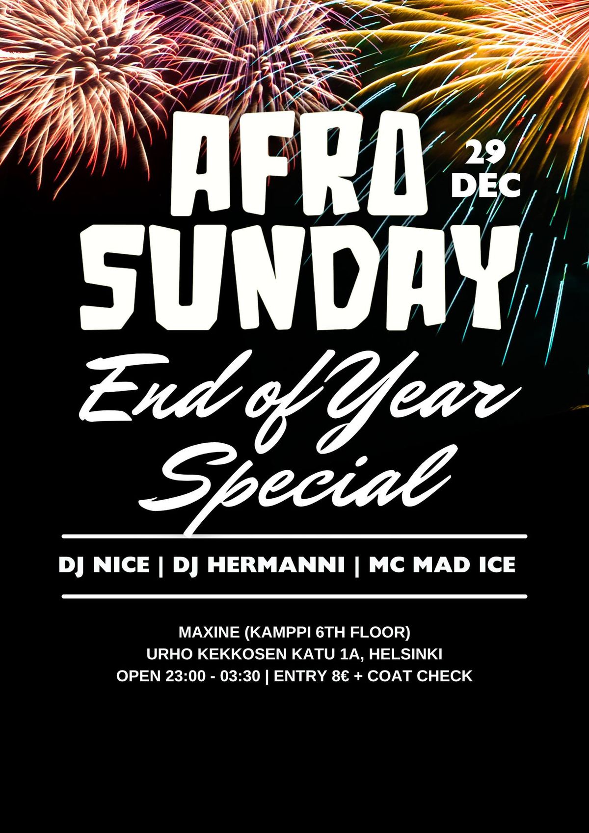 Afro Sunday 29.12. END OF YEAR SPECIAL at Maxine 