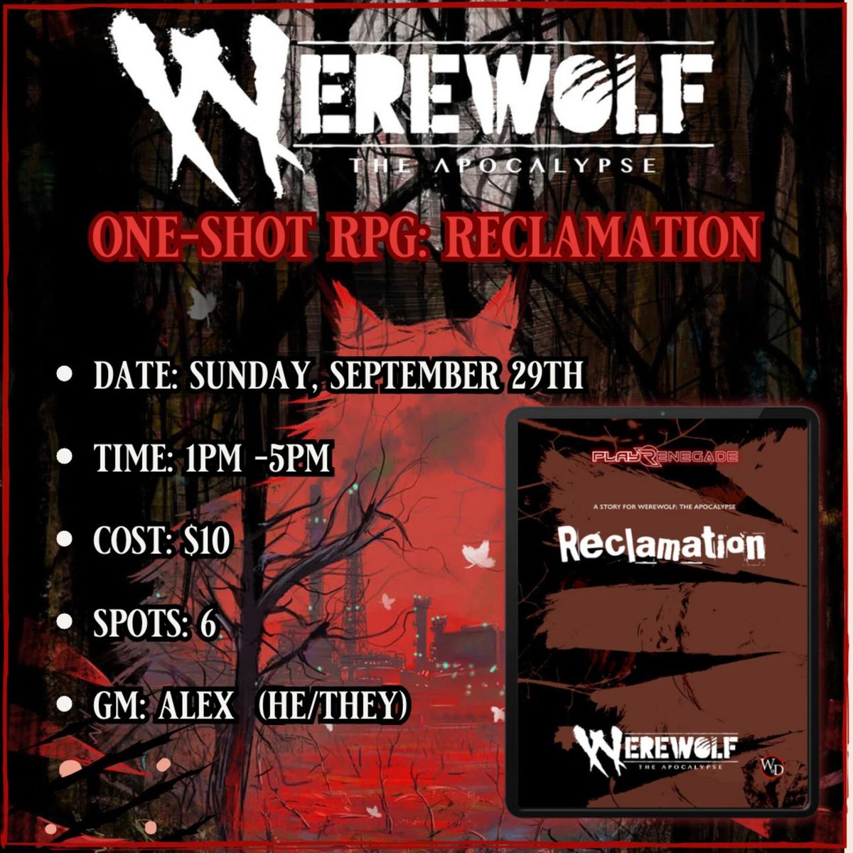 One- Shot RPG : Werewolf The Apocalypse (5E): Reclamation