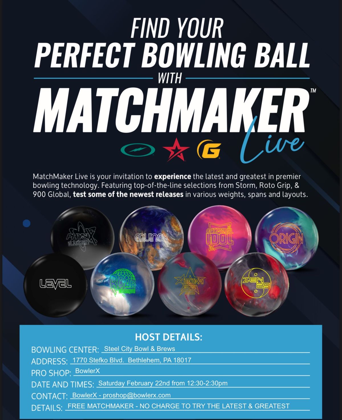 FREE Storm Matchmaker LIVE Event at Steel City Bowl & Brews