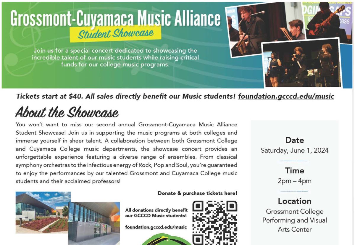 Grossmont-Cuyamaca Music Alliance Student Showcase - Fundraiser