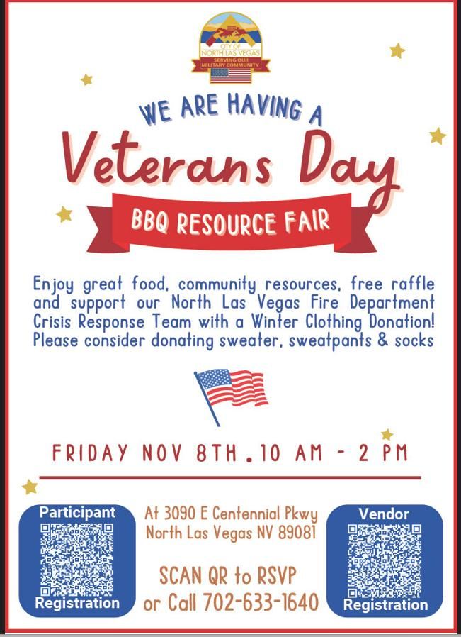 Veterans Day BBQ & NLVFD Crisis Team Donation Drive 