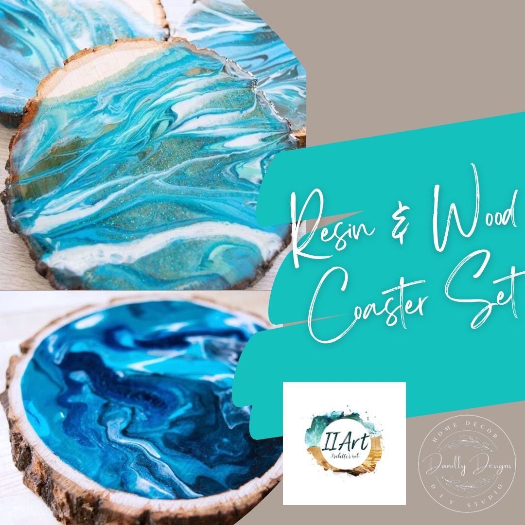 Resin & Wood Coaster Set