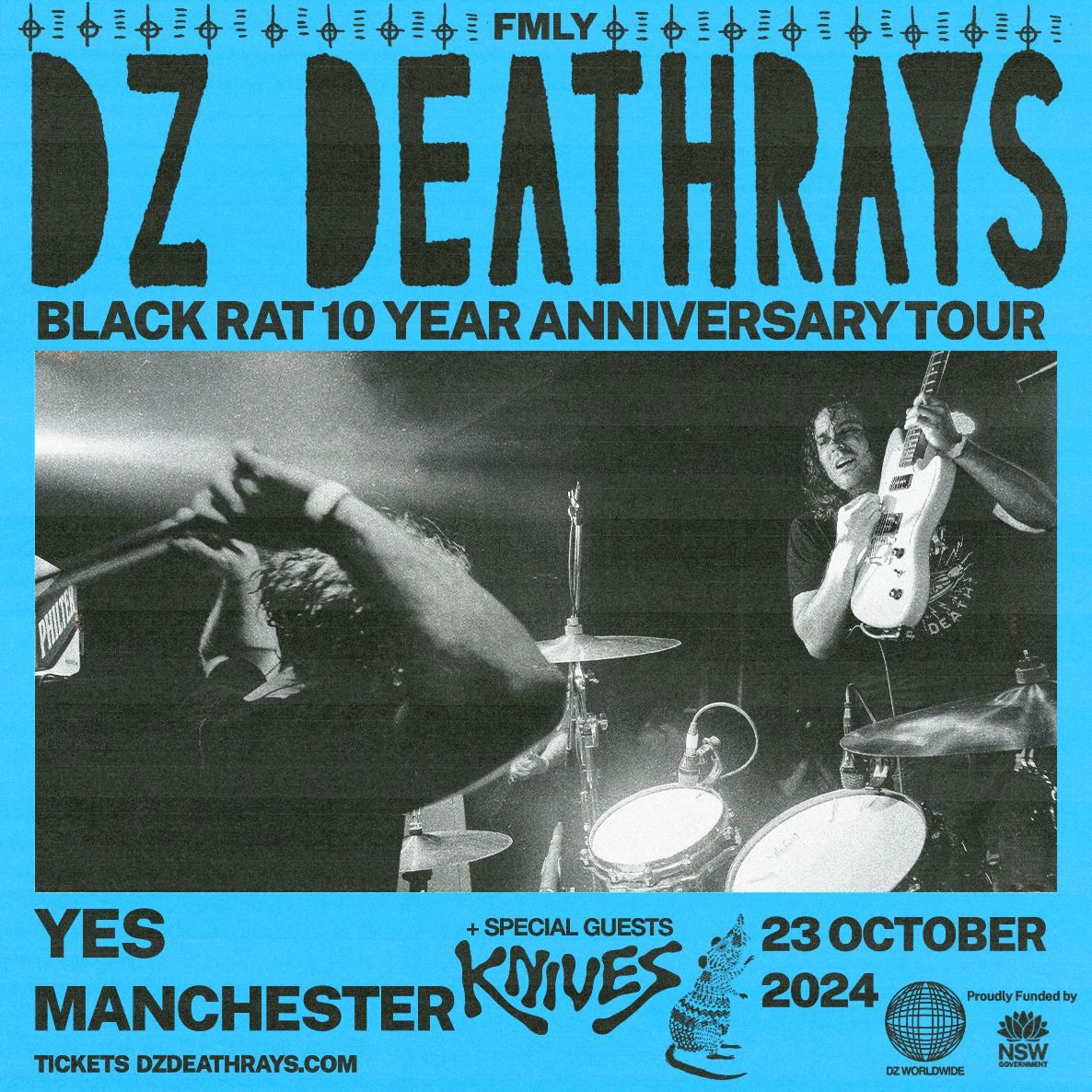 DZ DEATHRAYS - 10 years of Black Rat, Live at YES (The Pink Room) - Manchester