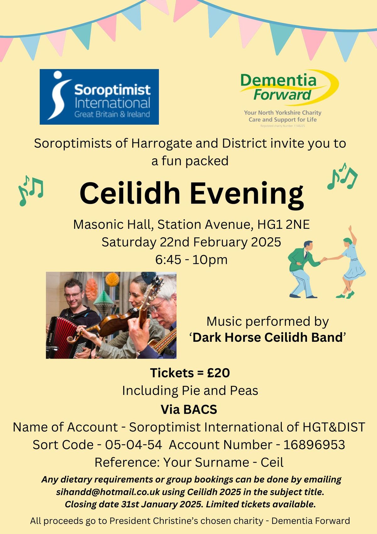 Ceilidh Evening with Dark Horse Ceilidh Band with Pie & Pea supper