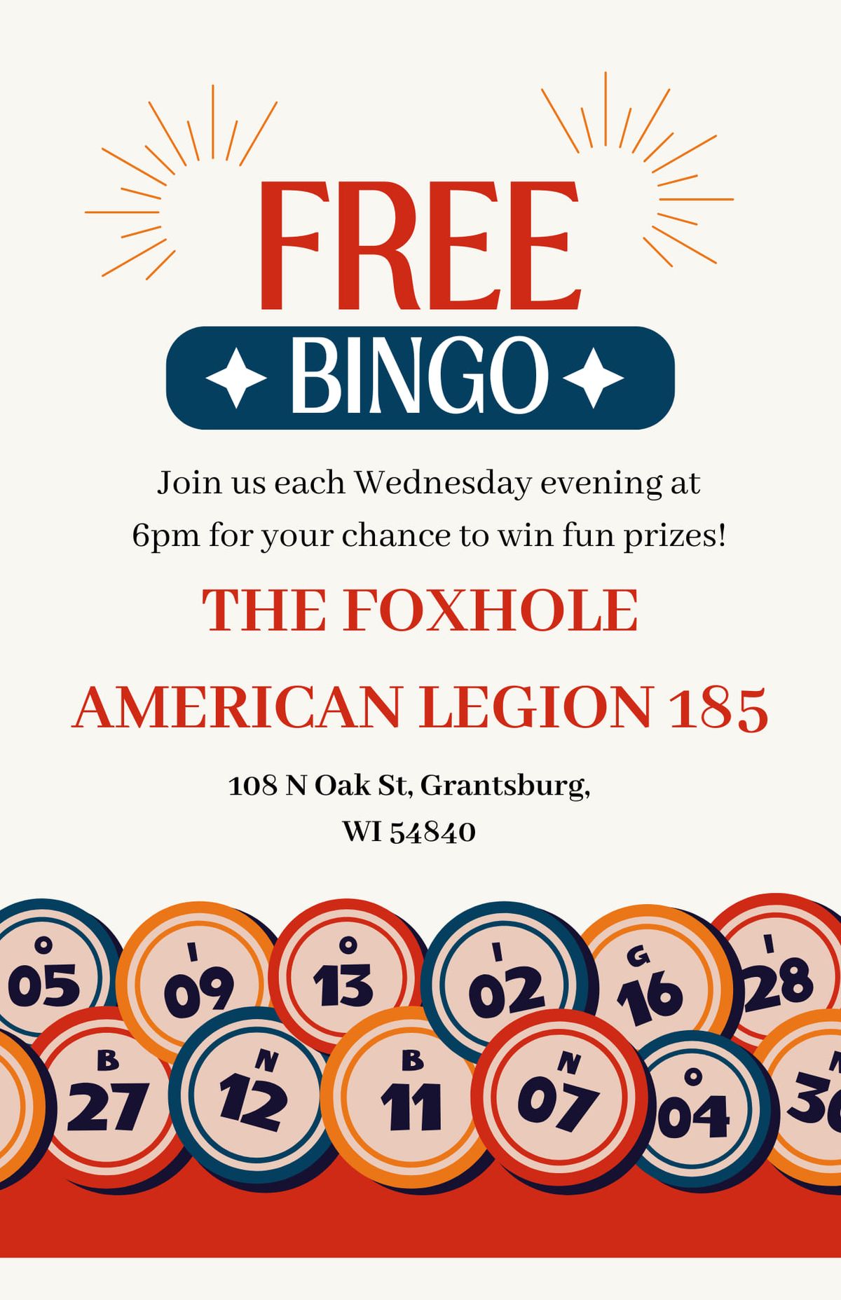 Wednesday Night Bar Bingo at The Foxhole \ud83e\udd8a