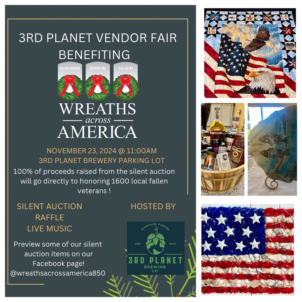 Silent Auction and Vendor Fair at 3rd Planet Benefiting Wreaths Across America 