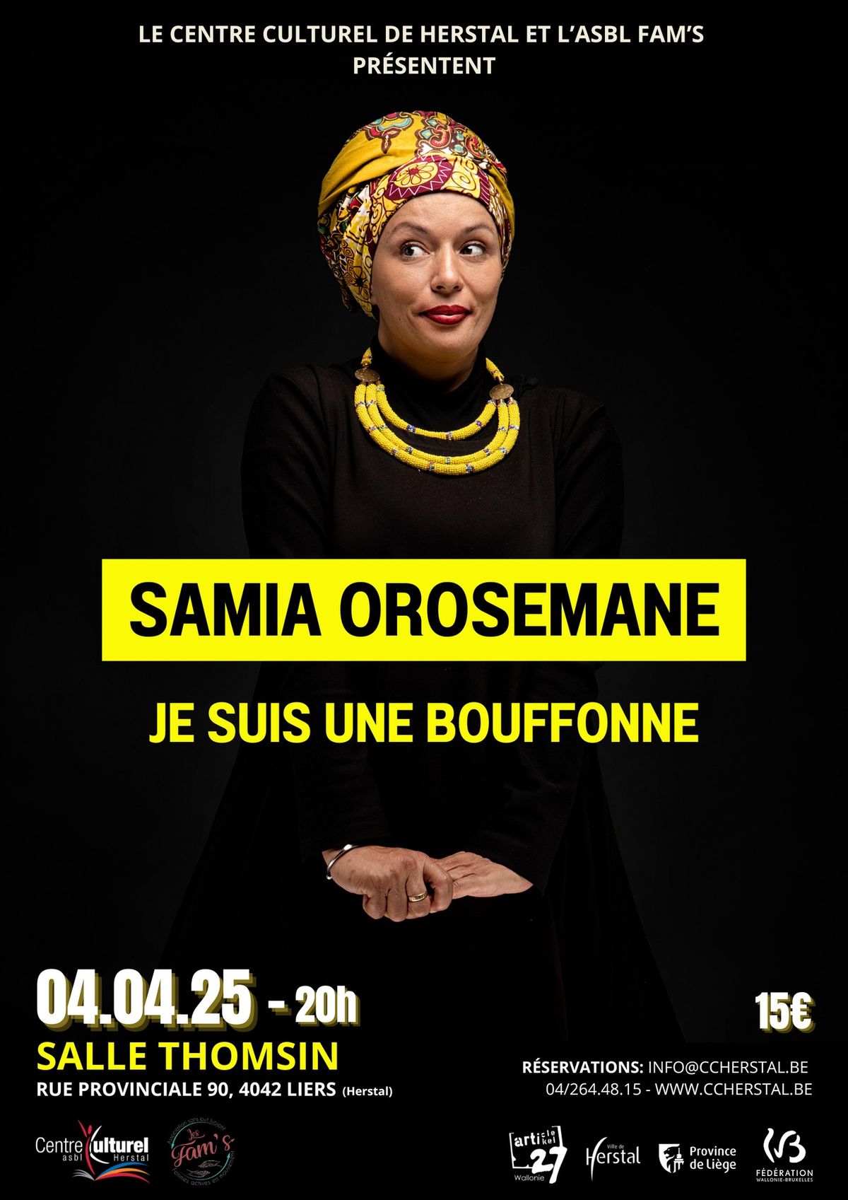 SPECTACLE D'HUMOUR > Samia Orosemane - "Je suis une bouffonne"