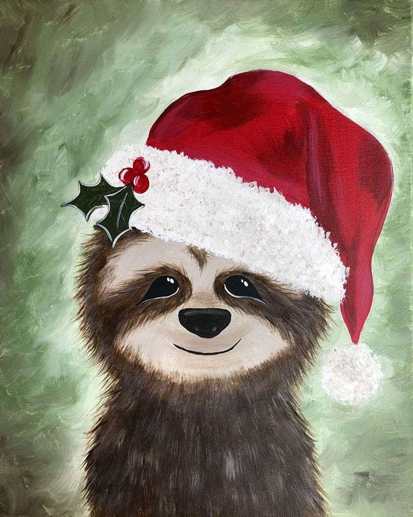 Little Brushes! Sip & Paint 'Holiday Sloth' with us!