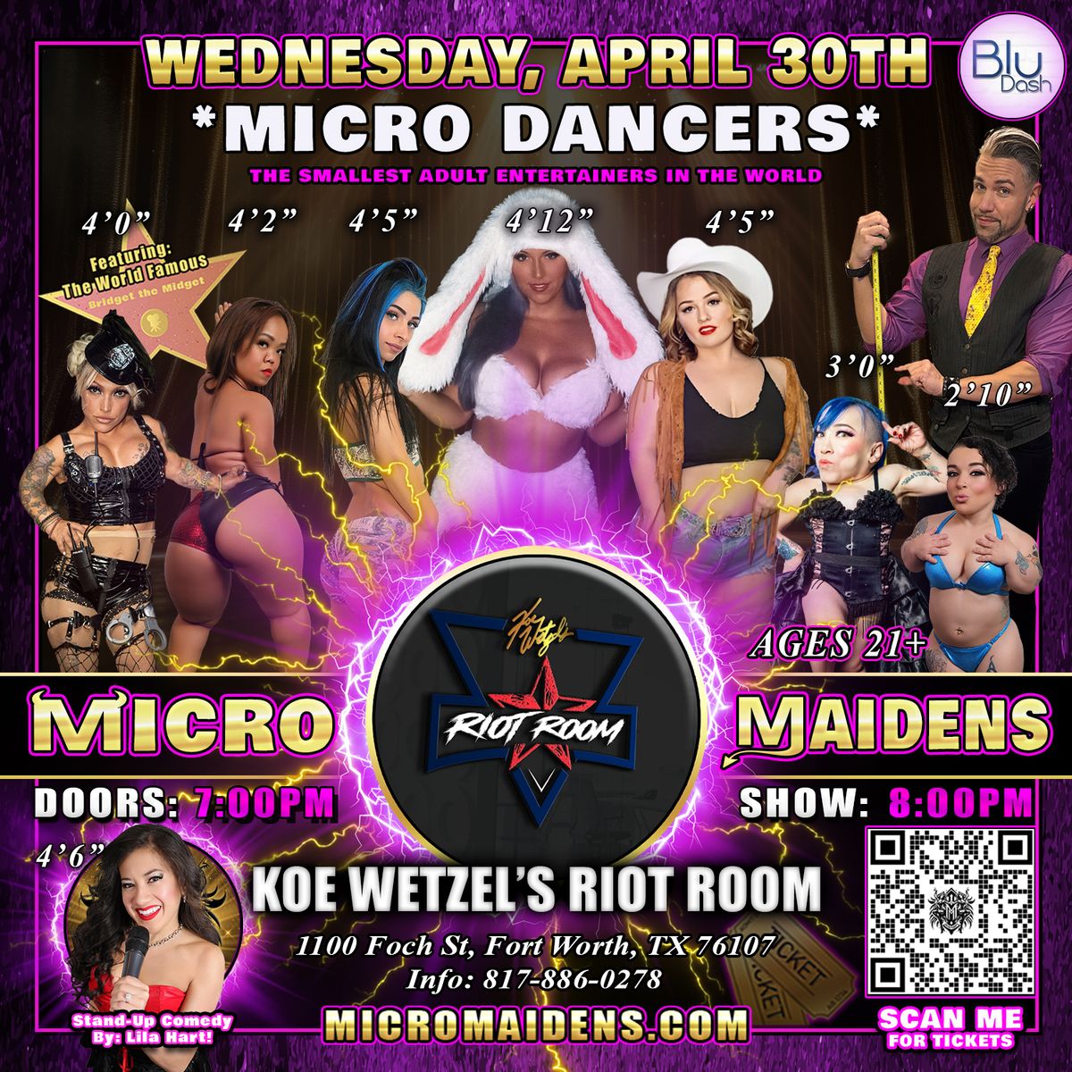 Fort Worth, TX - Micro Maidens: Dwarf Dancers @Koe Wetzel's! "Life's Too Short to Miss This!"