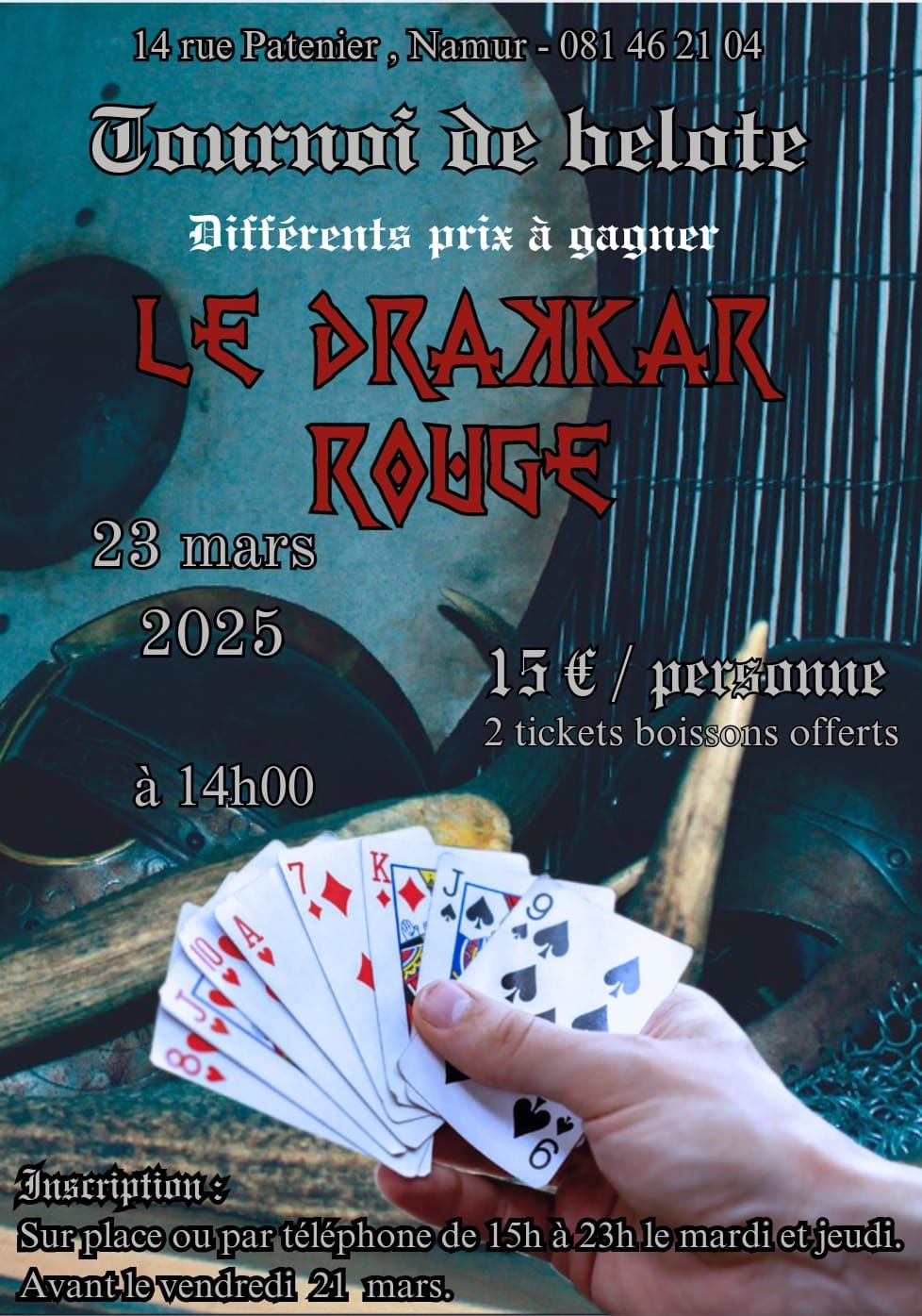 tournois de belote au drakkar rouge 