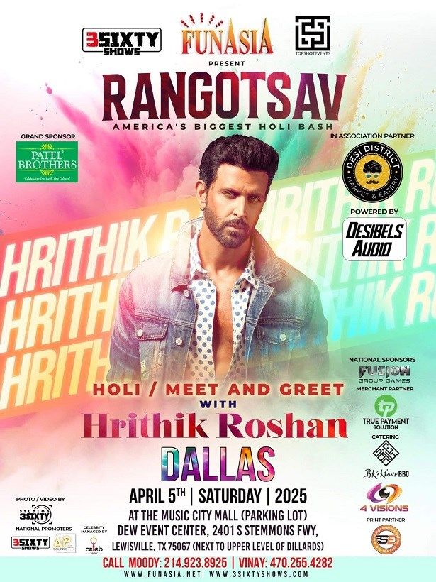 Holi Meet and Greet with Hrithik Roshan in Dallas