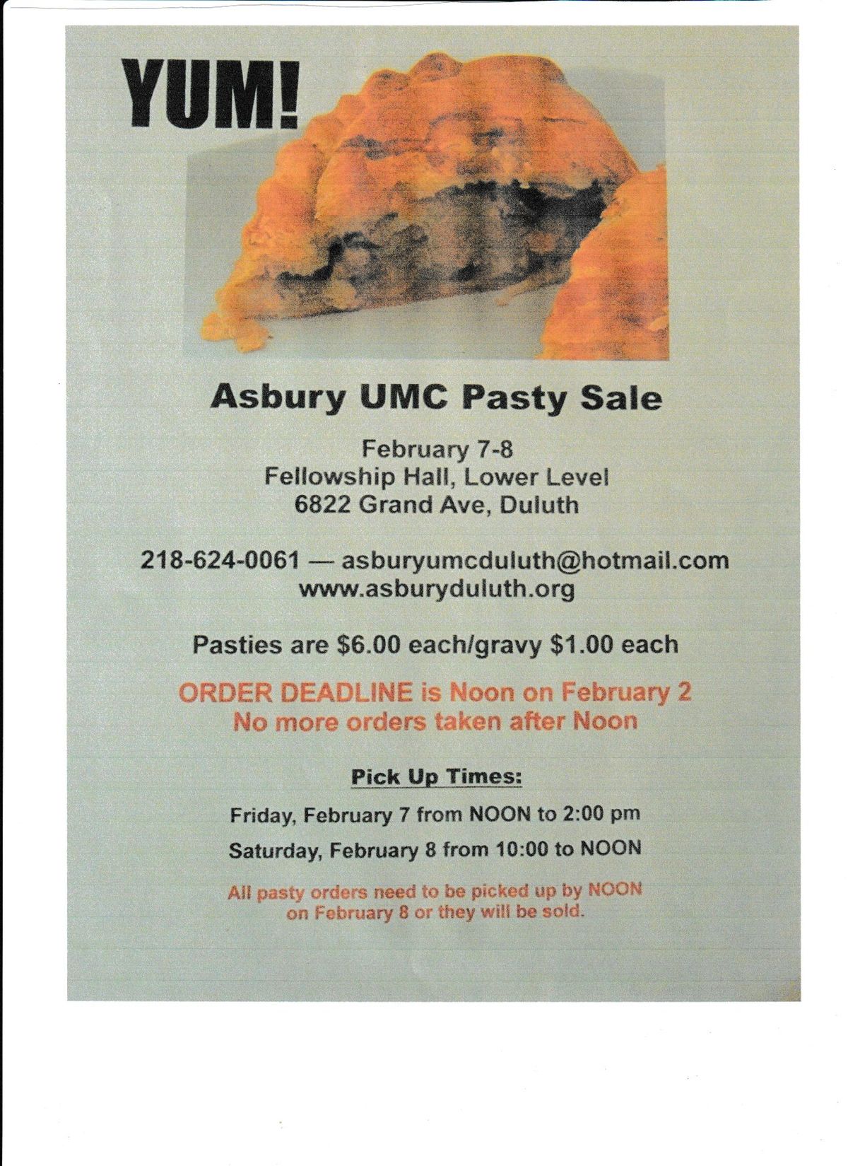 Asbury UMC Pasty Sale