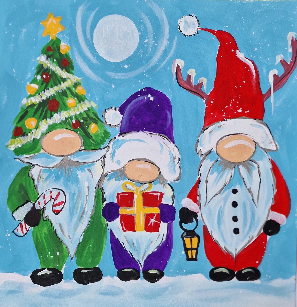 Christmas Gonks Painting at Maunsel Lock Tea Rooms