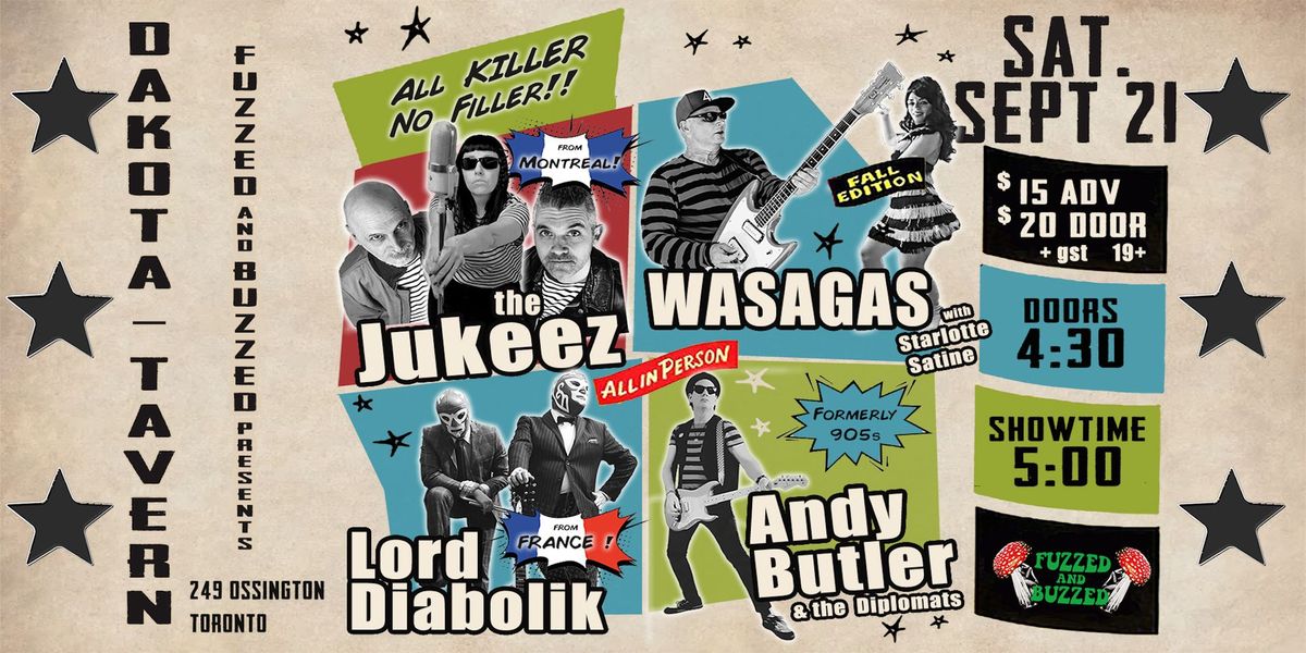 MARK MALIBU & THE WASAGAS \/ LORD DIABOLIK \/ JUKEEZ \/ ANDY BUTLER